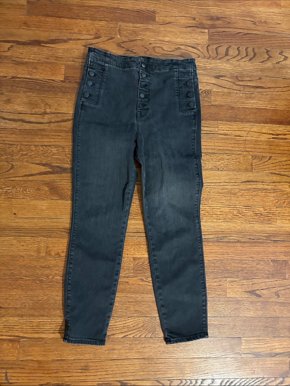 J Brand Natasha High-Waist Black Jeans with Button Front Size 30